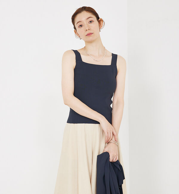 qualite「【セットアップ対応】接触冷感/レーヨンストレッチニットノースリーブ」|キャミソール|