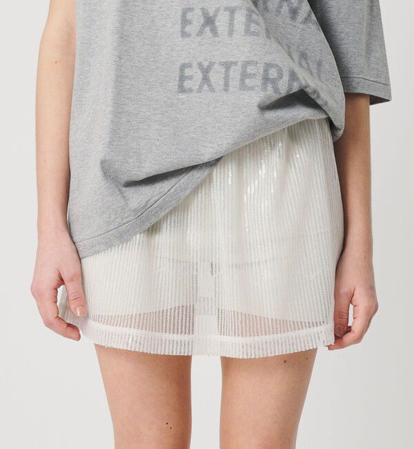 ATTISESSION「＜ATTISESSION＞スパンコール ミニスカート」|スカート|OFF WHITE