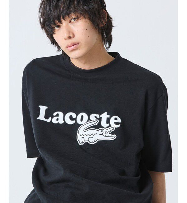 LACOSTE「【オンライン限定】鹿の子地リラックスフィットTシャツ」|Tシャツ・カットソー|ブラック