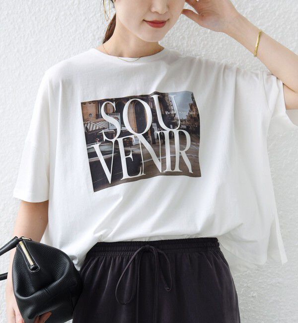 SHIPS for women「《予約》【SHIPS別注】81BRANCA: 5分袖 ロゴ・フォト TEE」|Tシャツ・カットソー|