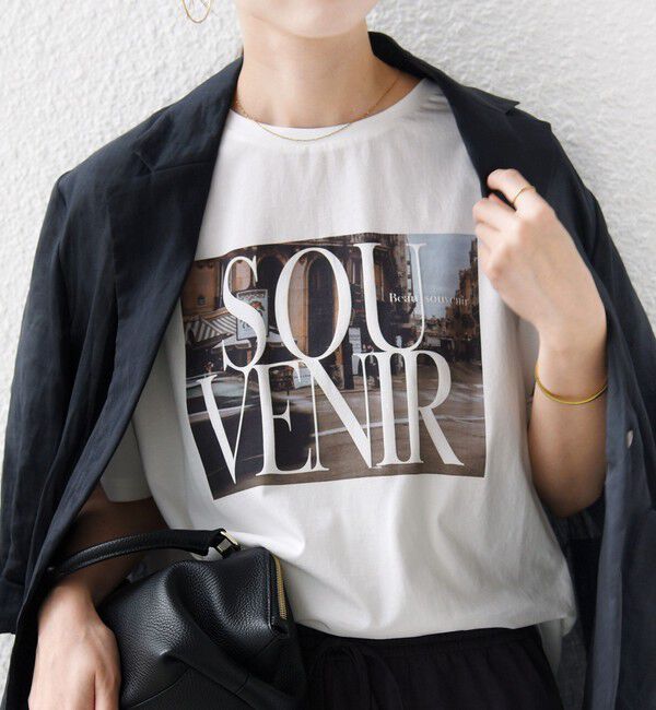 SHIPS for women「《予約》【SHIPS別注】81BRANCA: 5分袖 ロゴ・フォト TEE」|Tシャツ・カットソー|