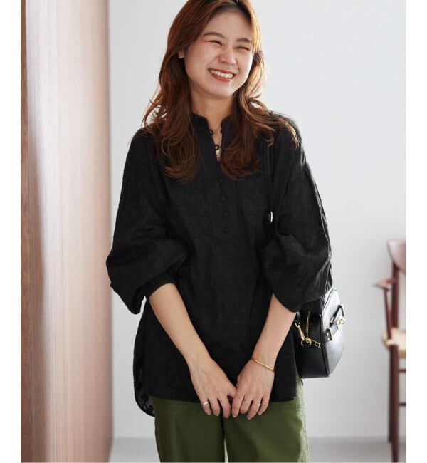 JOURNAL STANDARD relume「《WEB限定追加予約》コットンジャガードギャザーブラウス」|シャツ・ブラウス|ブラック