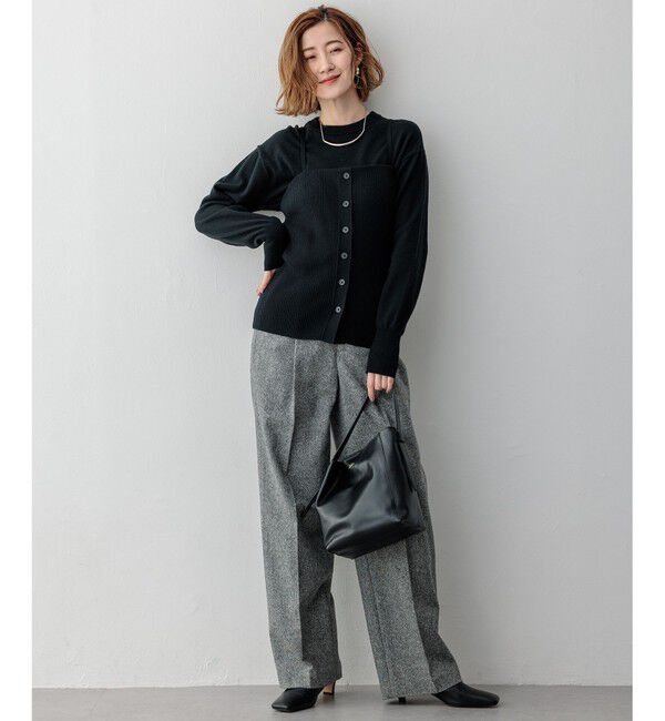 23区「シルクネップヘリンボーン ワイドパンツ」|その他|