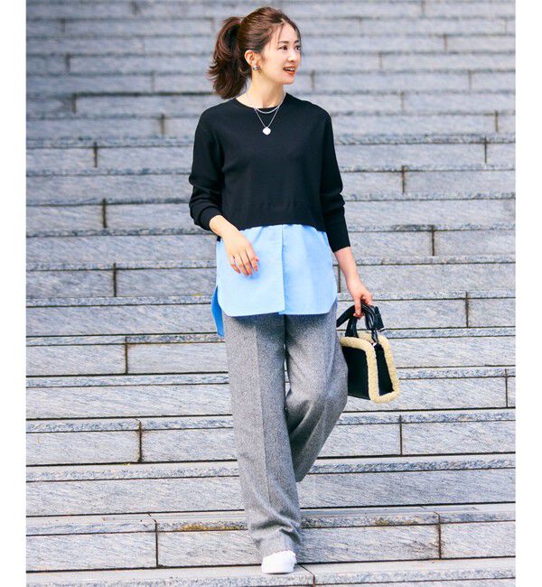 23区「シルクネップヘリンボーン ワイドパンツ」|その他|