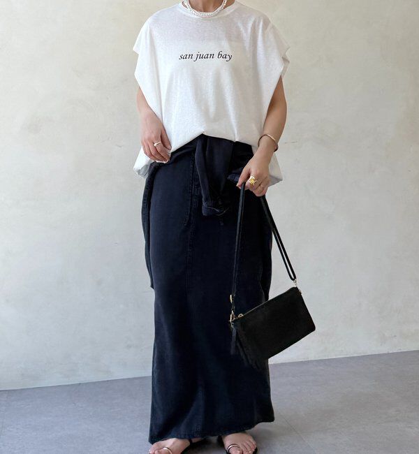  「裾ドロストチュニックロゴTEE」|Tシャツ・カットソー|