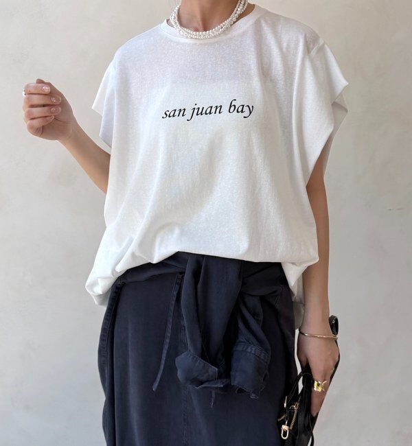  「裾ドロストチュニックロゴTEE」|Tシャツ・カットソー|