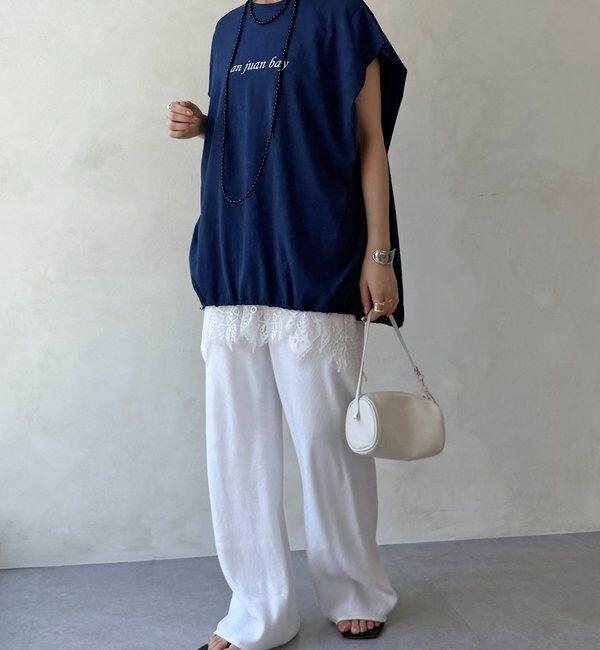 「裾ドロストチュニックロゴTEE」|Tシャツ・カットソー|