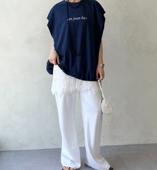  「裾ドロストチュニックロゴTEE」|Tシャツ・カットソー|