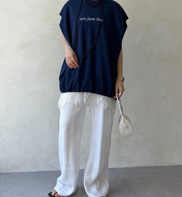  「裾ドロストチュニックロゴTEE」|Tシャツ・カットソー|