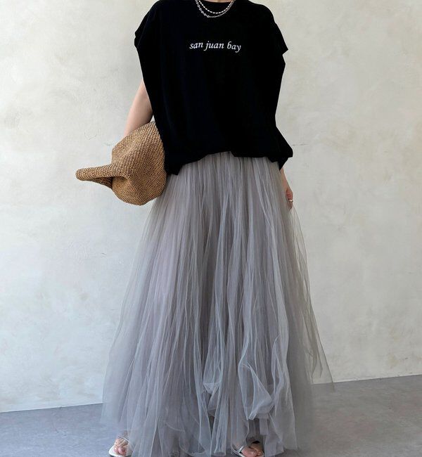  「裾ドロストチュニックロゴTEE」|Tシャツ・カットソー|
