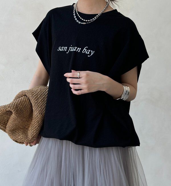  「裾ドロストチュニックロゴTEE」|Tシャツ・カットソー|