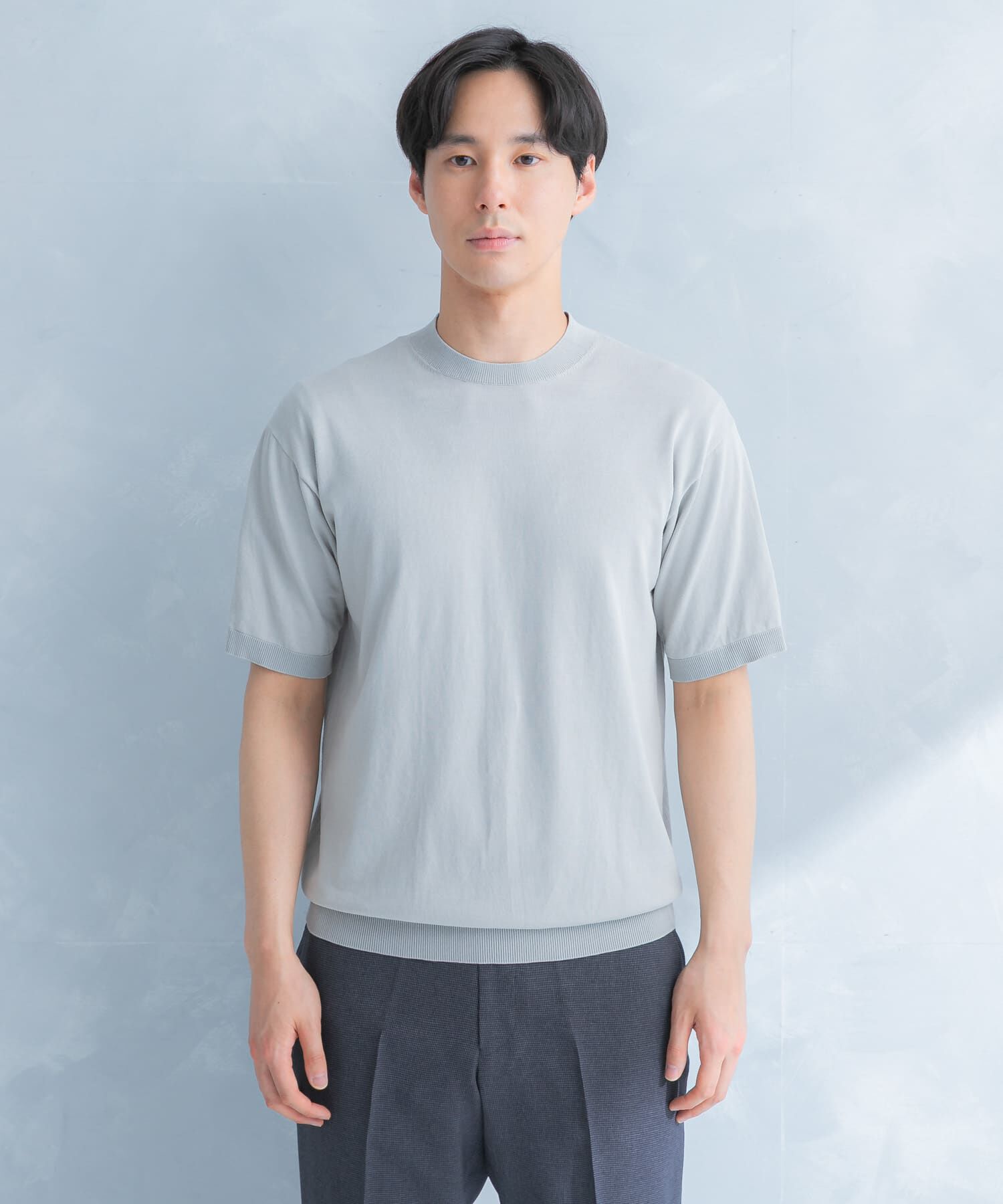 URBAN RESEARCH DOORS「LIFE STYLE TAILOR　ハイゲージクルーネック半袖ニット」|シャツ・ブラウス|