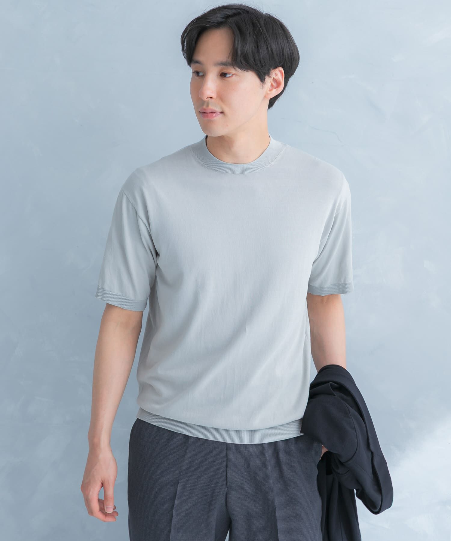 URBAN RESEARCH DOORS「LIFE STYLE TAILOR　ハイゲージクルーネック半袖ニット」|シャツ・ブラウス|