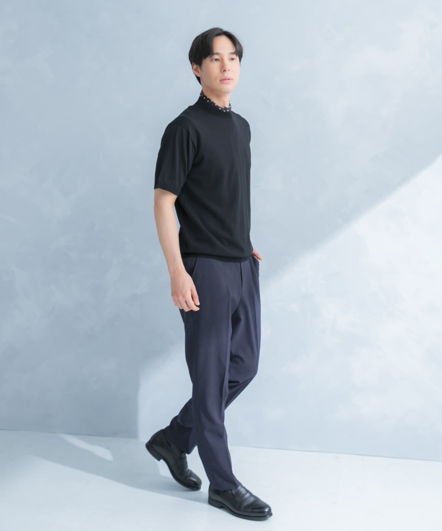 URBAN RESEARCH DOORS「LIFE STYLE TAILOR　ハイゲージクルーネック半袖ニット」|シャツ・ブラウス|