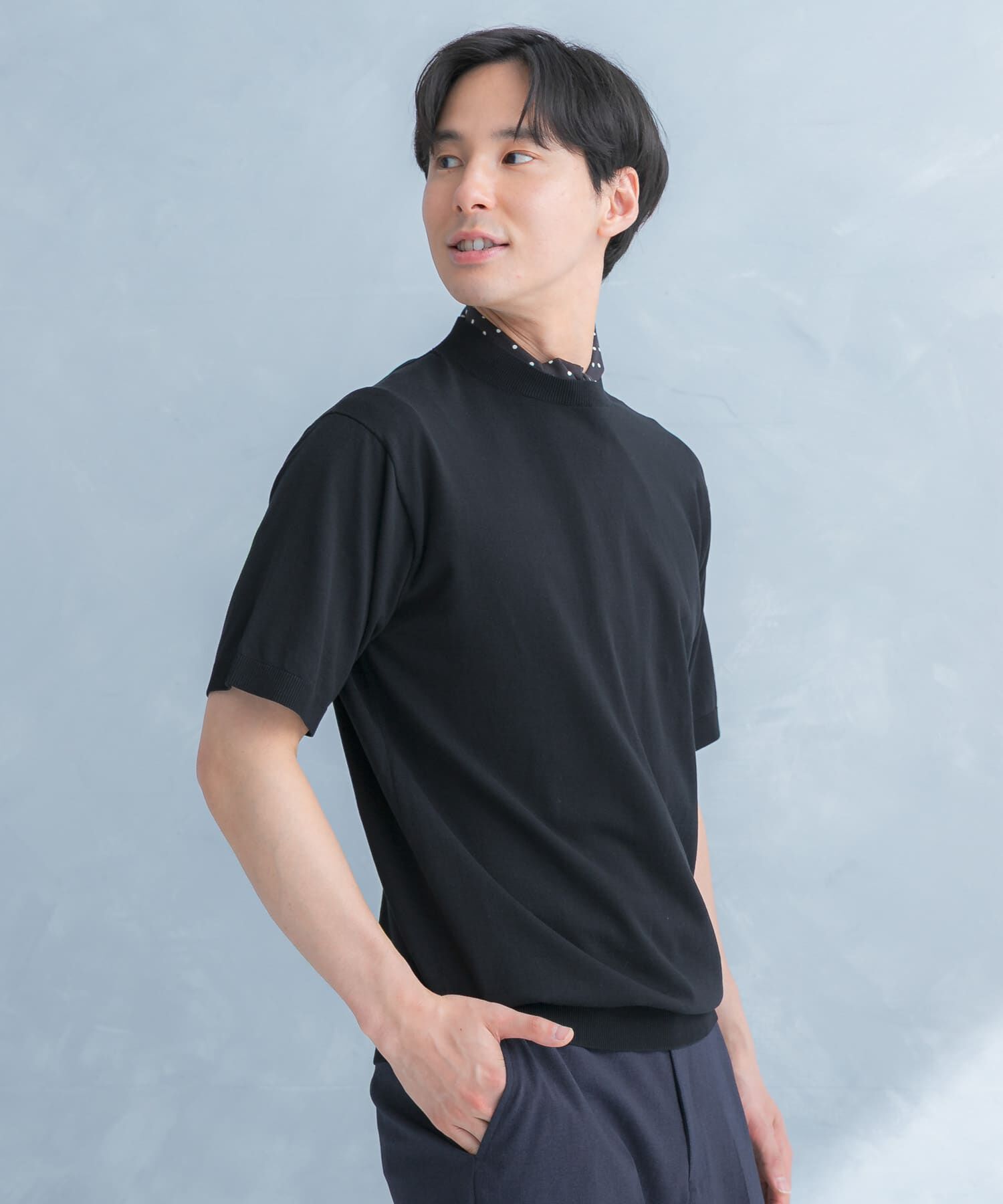 URBAN RESEARCH DOORS「LIFE STYLE TAILOR　ハイゲージクルーネック半袖ニット」|シャツ・ブラウス|
