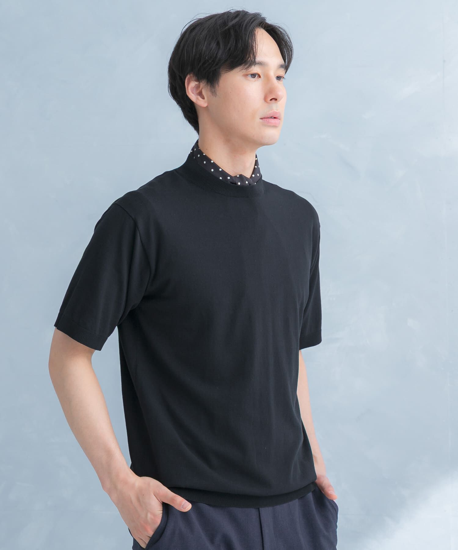 URBAN RESEARCH DOORS「LIFE STYLE TAILOR　ハイゲージクルーネック半袖ニット」|シャツ・ブラウス|