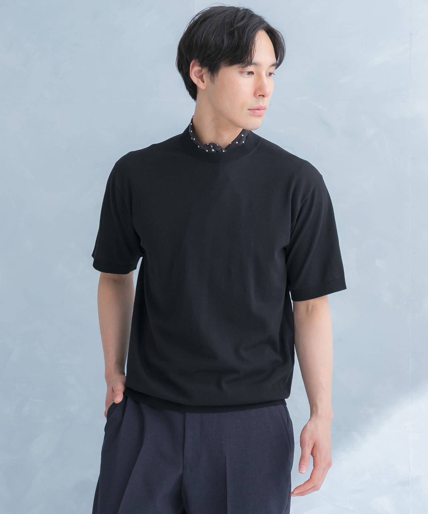 URBAN RESEARCH DOORS「LIFE STYLE TAILOR　ハイゲージクルーネック半袖ニット」|シャツ・ブラウス|