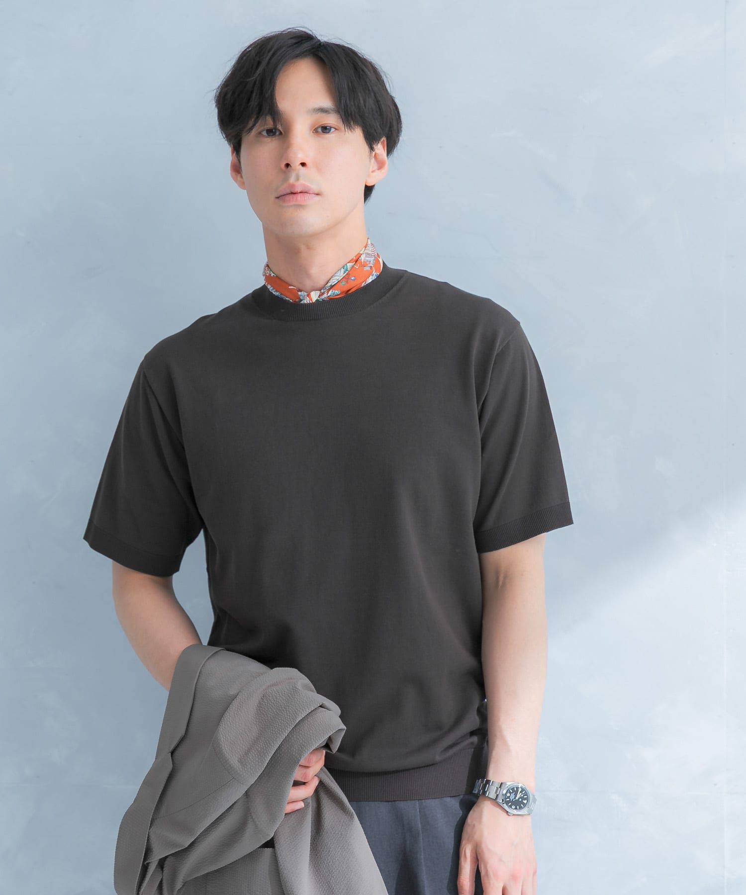 URBAN RESEARCH DOORS「LIFE STYLE TAILOR　ハイゲージクルーネック半袖ニット」|シャツ・ブラウス|