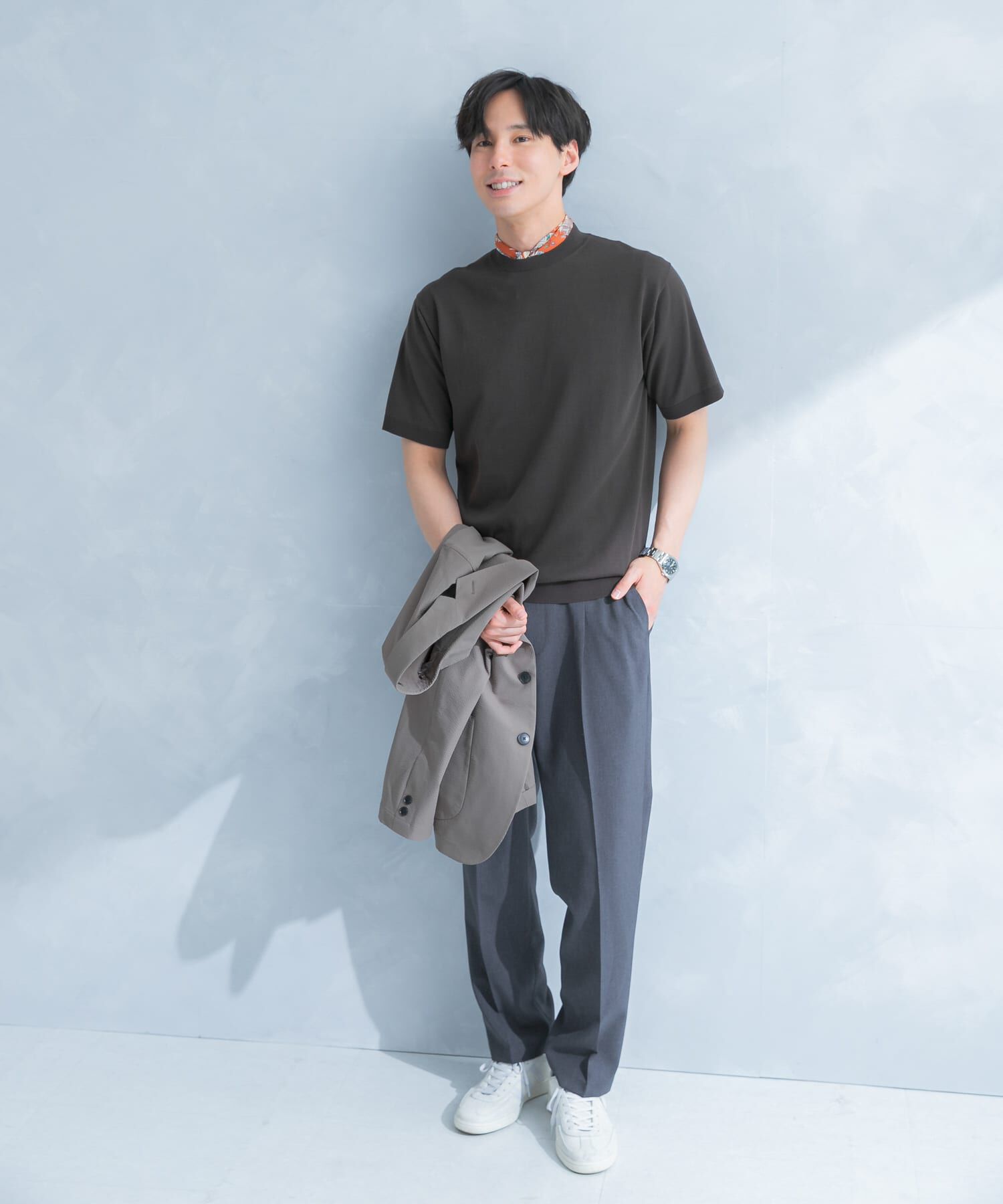 URBAN RESEARCH DOORS「LIFE STYLE TAILOR　ハイゲージクルーネック半袖ニット」|シャツ・ブラウス|