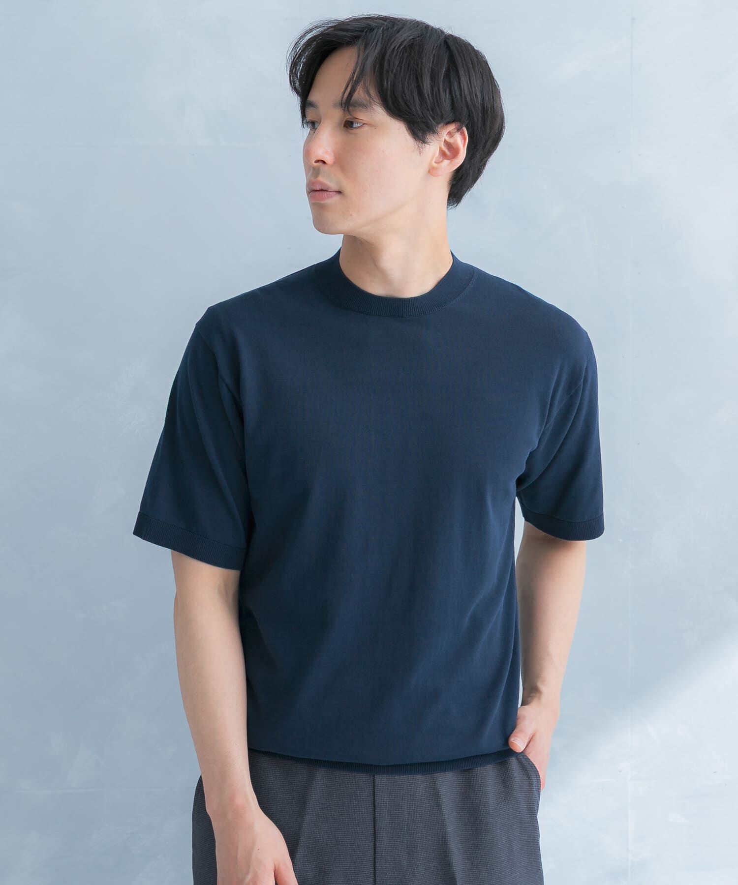 URBAN RESEARCH DOORS「LIFE STYLE TAILOR　ハイゲージクルーネック半袖ニット」|シャツ・ブラウス|