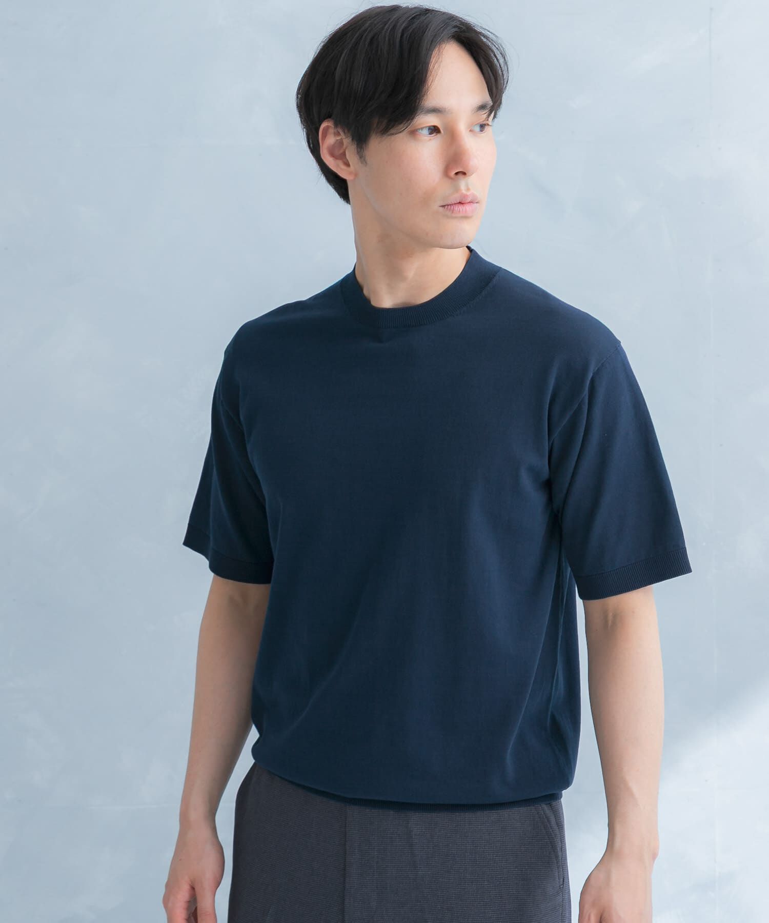 URBAN RESEARCH DOORS「LIFE STYLE TAILOR　ハイゲージクルーネック半袖ニット」|シャツ・ブラウス|