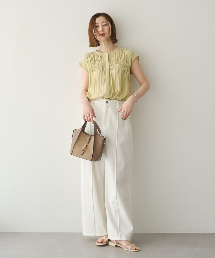 YECCA VECCA「【接触冷感】フレンチスリーブギャザーブラウス」|シャツ・ブラウス|