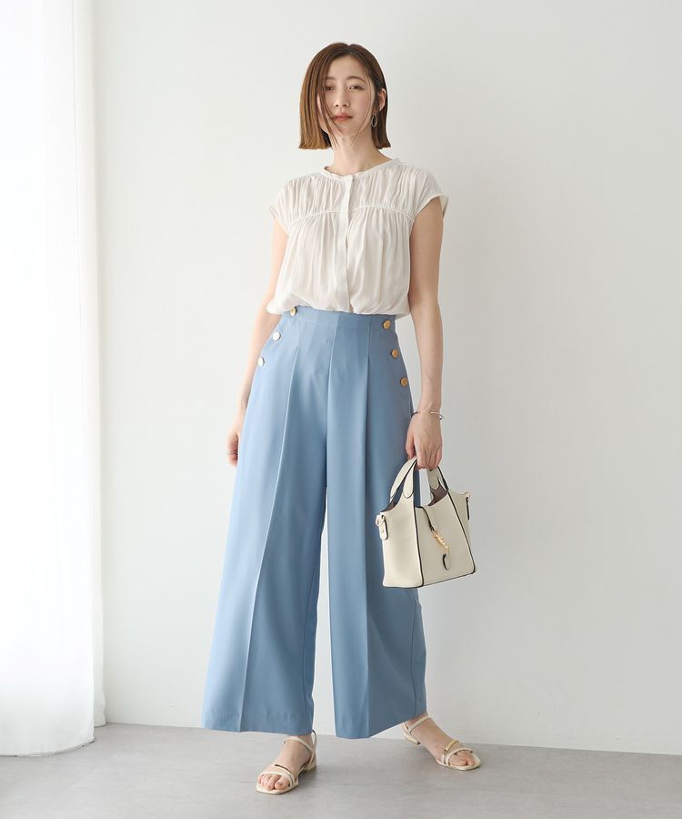 YECCA VECCA「【接触冷感】フレンチスリーブギャザーブラウス」|シャツ・ブラウス|