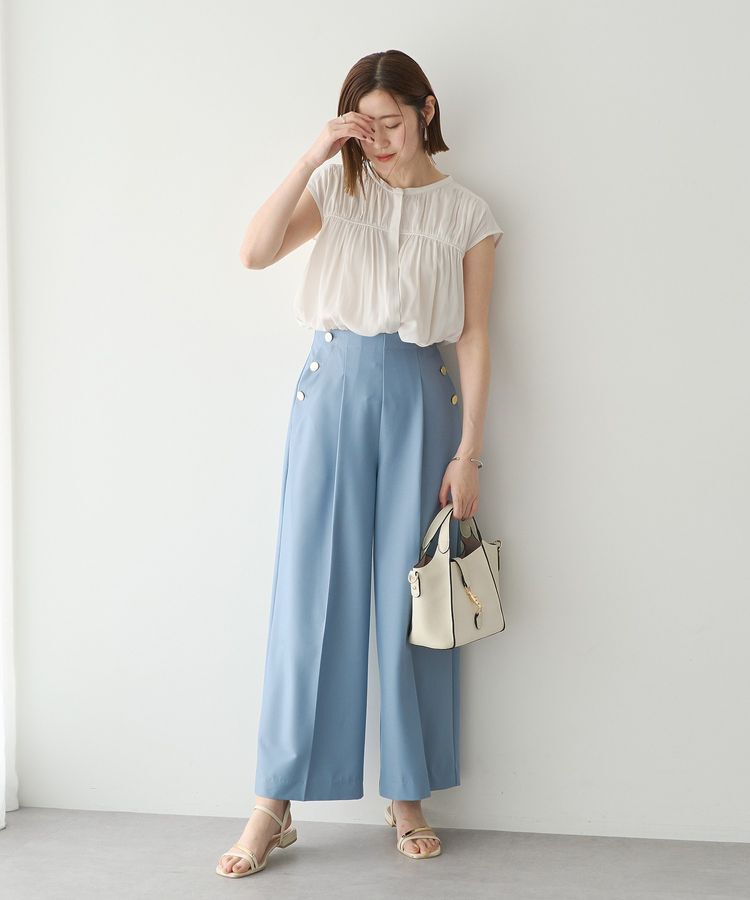 YECCA VECCA「【接触冷感】フレンチスリーブギャザーブラウス」|シャツ・ブラウス|