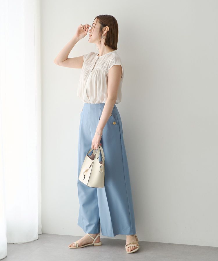 YECCA VECCA「【接触冷感】フレンチスリーブギャザーブラウス」|シャツ・ブラウス|