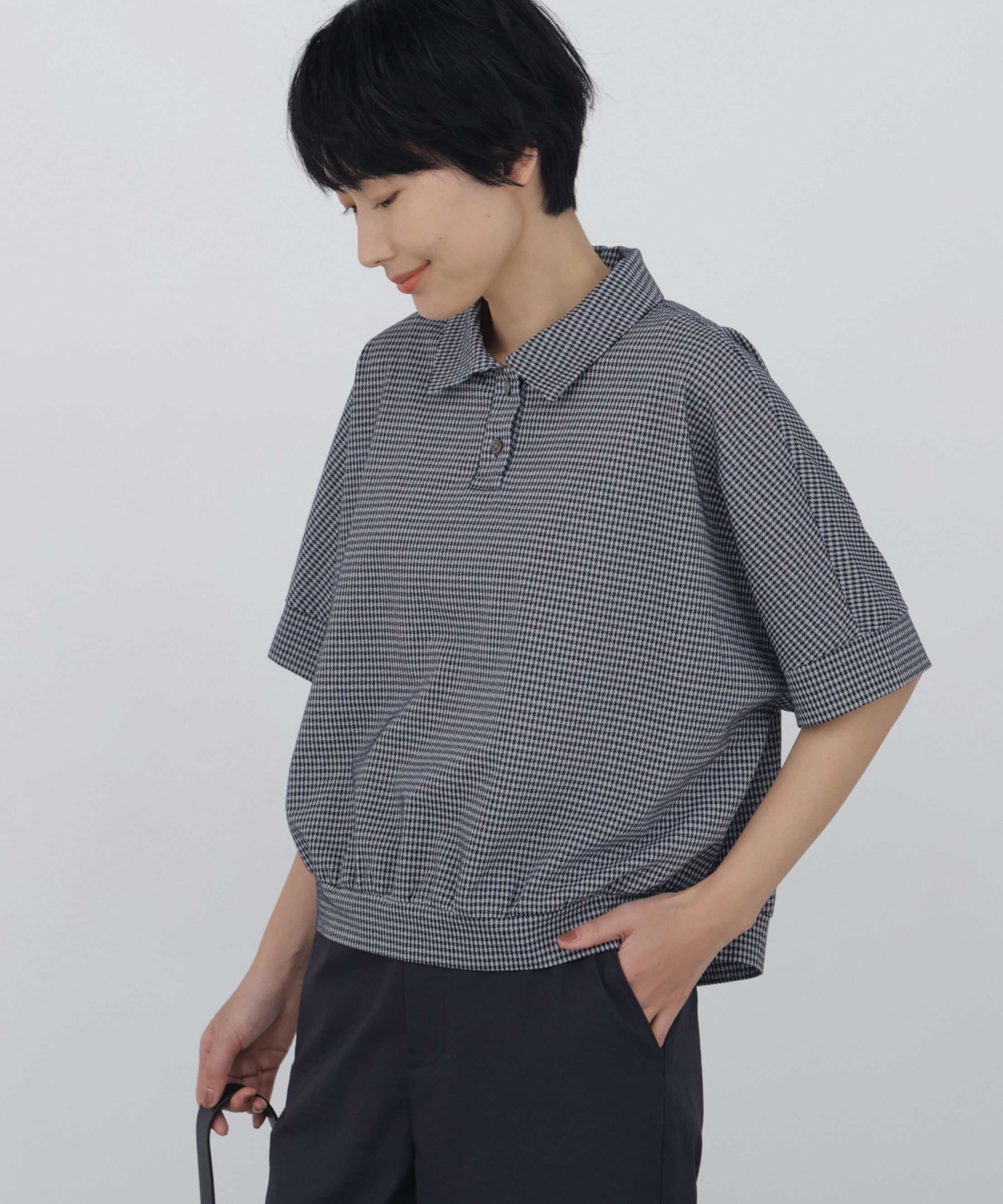  「◆フィンリーチェック衿付きカットソー」|Tシャツ・カットソー|