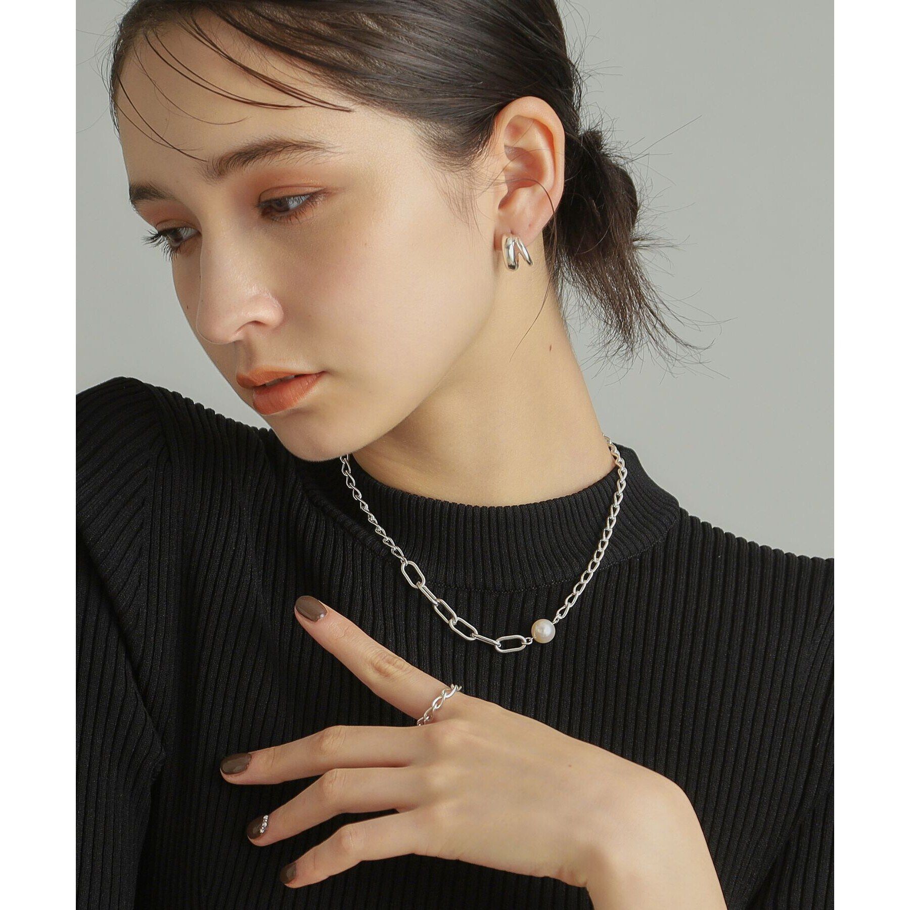 COCOSHNIK ONKITSCH「シルバー チェーンリング ロングカーブ」|リング|