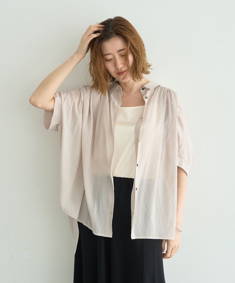 YECCA VECCA「【ドライタッチ】シアーバックギャザーシャツ」|シャツ・ブラウス|