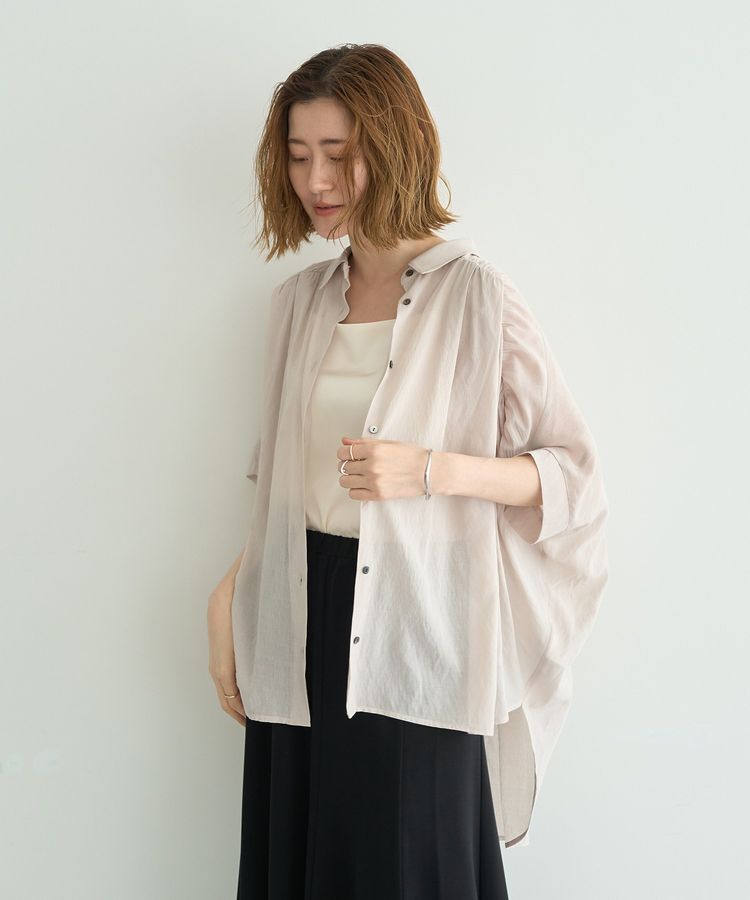 YECCA VECCA「【ドライタッチ】シアーバックギャザーシャツ」|シャツ・ブラウス|