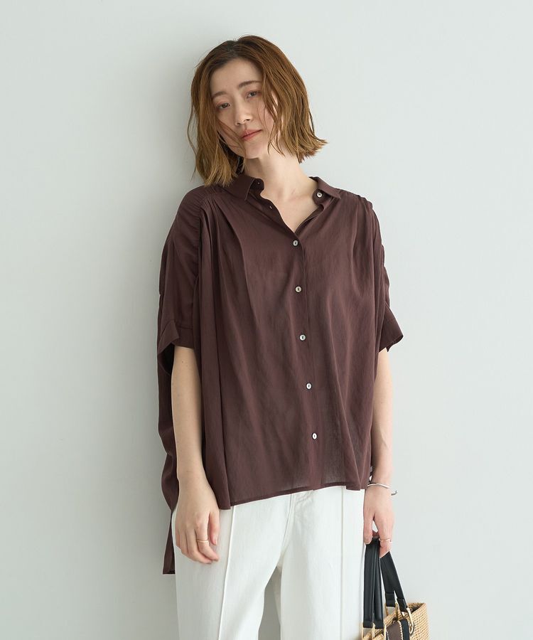 YECCA VECCA「【ドライタッチ】シアーバックギャザーシャツ」|シャツ・ブラウス|