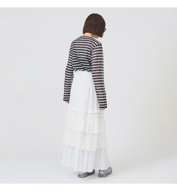 Ray BEAMS 「ORCIVAL / シースルー ボーダー ロングスリーブ カットソー」|Tシャツ・カットソー|