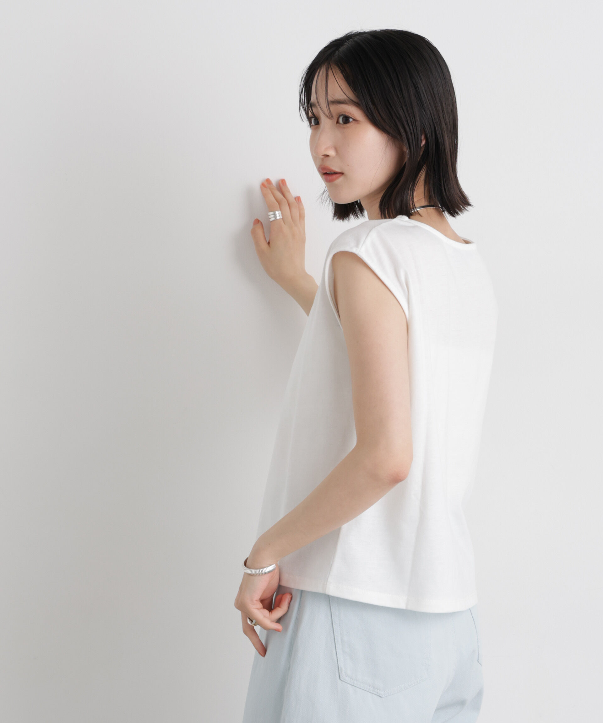 nano･universe「チュールギャザーブラウス&カットトップス アンサンブルセット」|Tシャツ・カットソー|