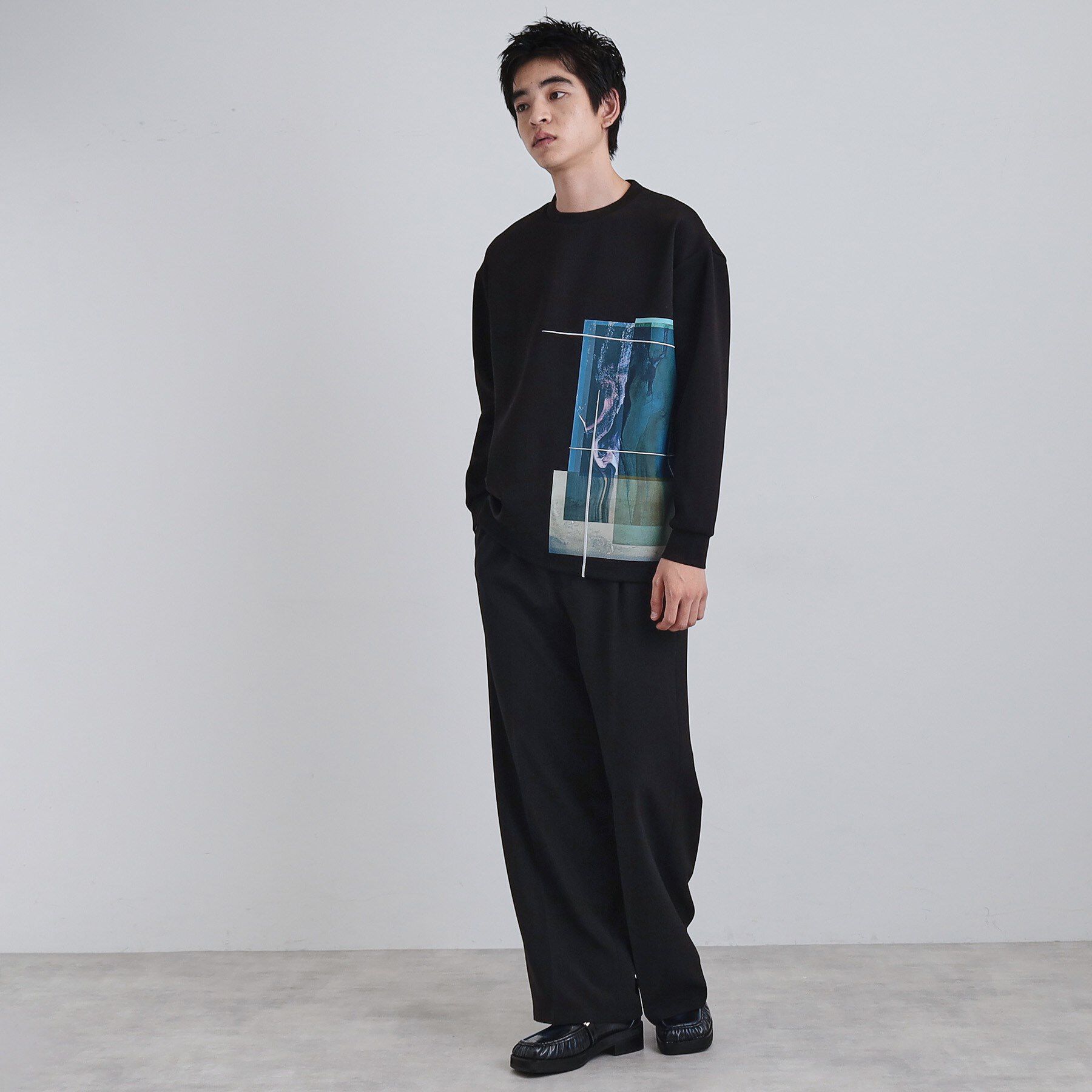 tk.TAKEO KIKUCHI「長袖 サイドスタックプリントカットソー」|Tシャツ・カットソー|