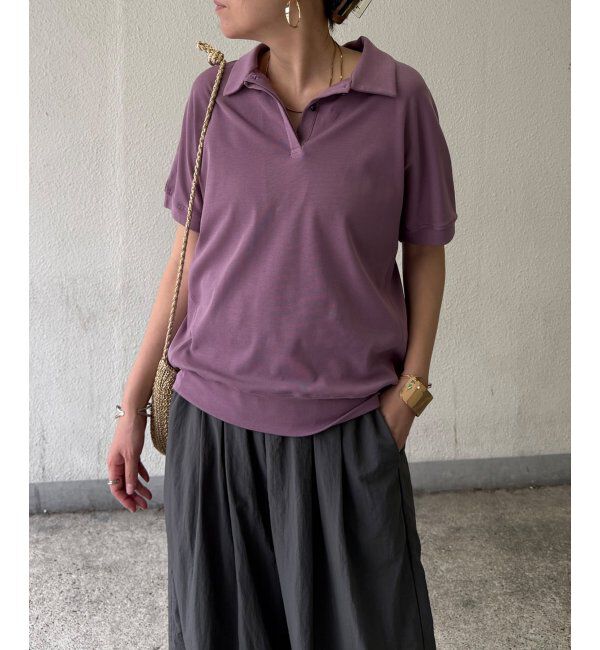 Lbc with Life「ひんやりポロ襟スキッパープルオーバー」|その他|パープル