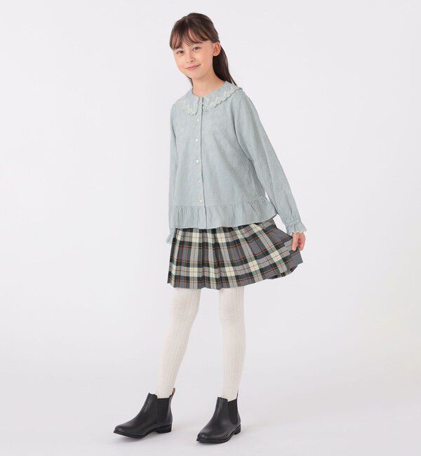 SHIPS KIDS「SHIPS KIDS:140～150cm / 刺繍 カラー ブラウス」|シャツ・ブラウス|