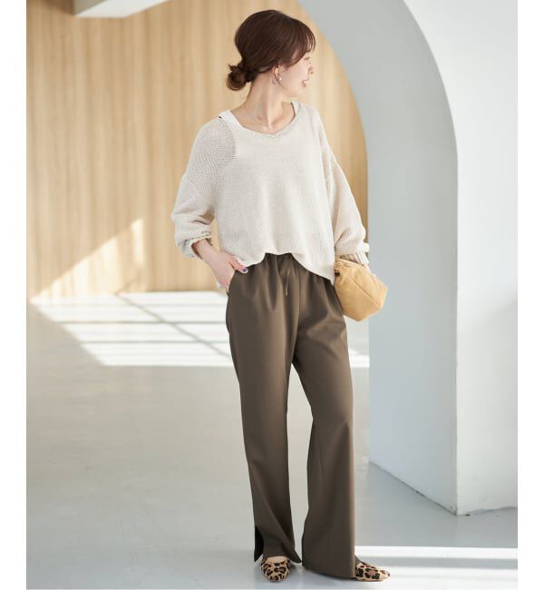 Spick and Span「《34サイズ登場 / 追加3》スリットイージーパンツ」|スラックス|