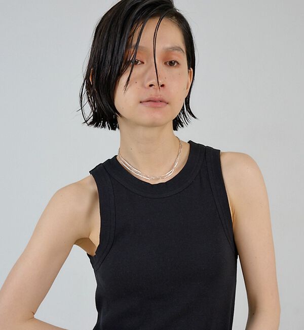 NOMINE「シルバー ビーズ ダブルチェーン ネックレス ｜ 2連 ガラスビーズ【予約】」|ネックレス|