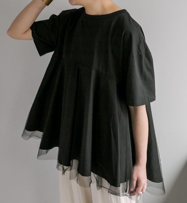  「《リバイバル》【WEB限定/Du noir】チュールドッキングTシャツ」|プルオーバー|