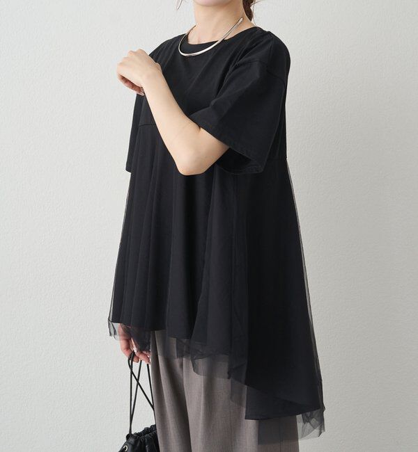  「《リバイバル》【WEB限定/Du noir】チュールドッキングTシャツ」|プルオーバー|