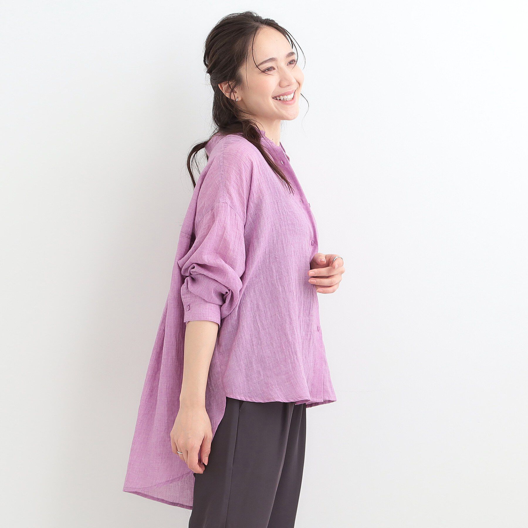 SHOO･LA･RUE「【体型カバー】ふんわり質感 やわらかこなれシアーシャツ」|シャツ・ブラウス|