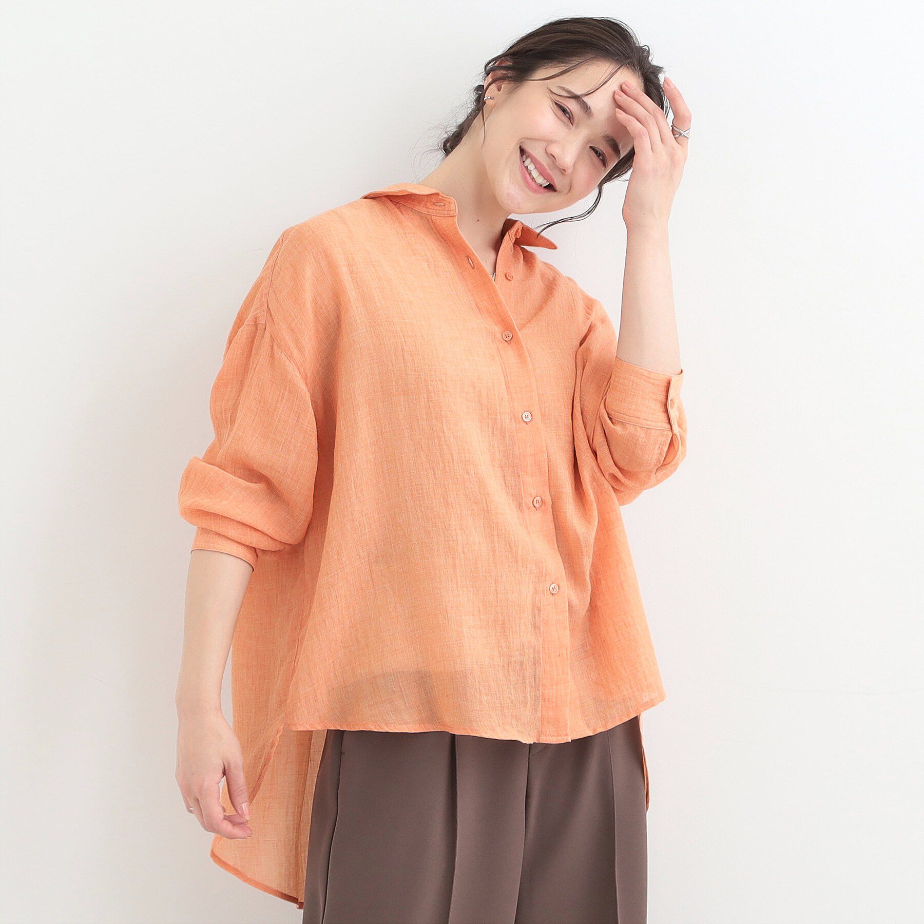 SHOO･LA･RUE「【体型カバー】ふんわり質感 やわらかこなれシアーシャツ」|シャツ・ブラウス|
