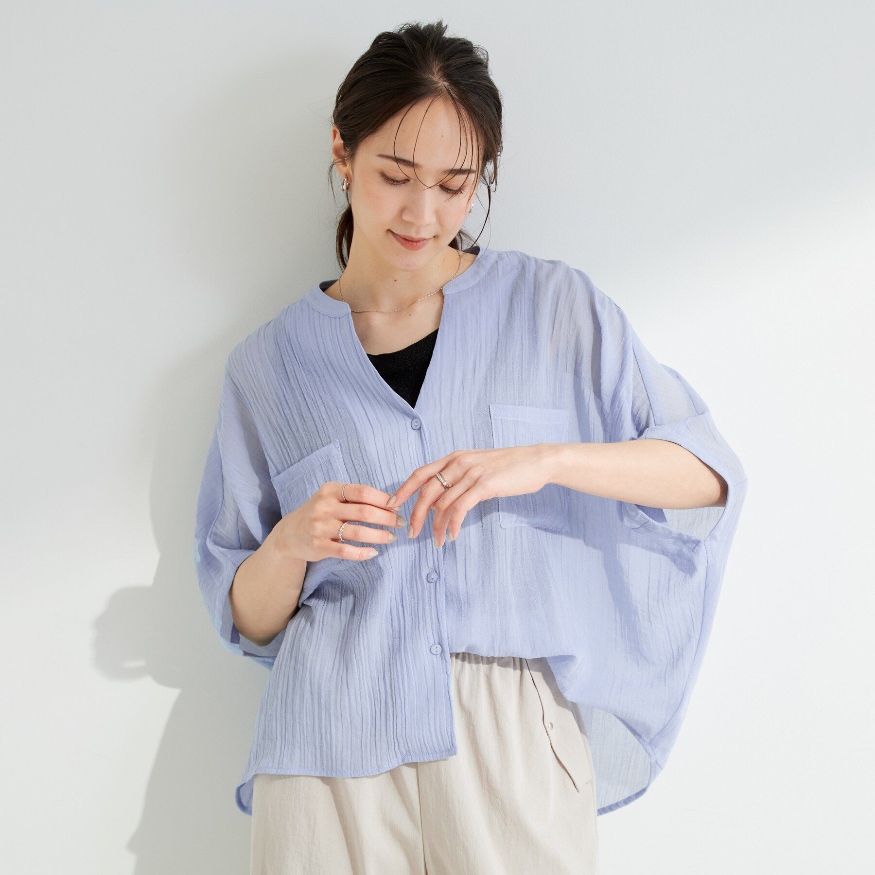 SHOO･LA･RUE「シアーワッシャーポケドルマン」|シャツ・ブラウス|
