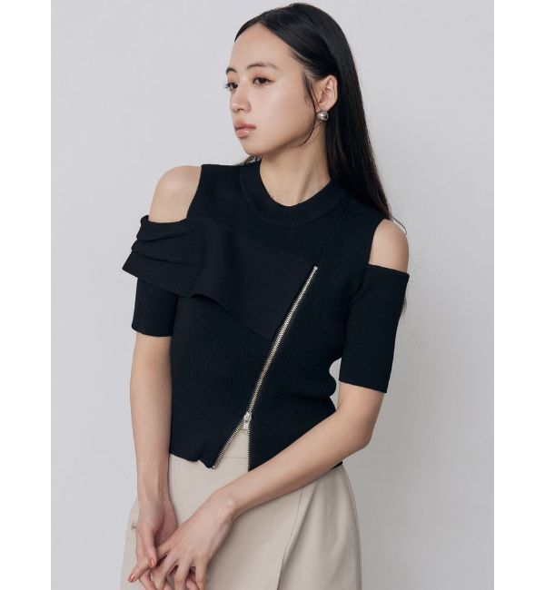 MURUA「ショルダーカットZIPハーフニット」|ニット・セーター|