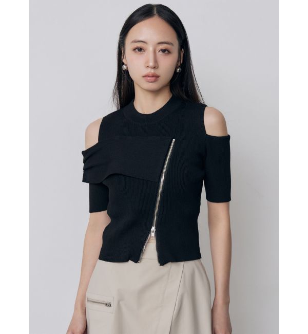 MURUA「ショルダーカットZIPハーフニット」|ニット・セーター|
