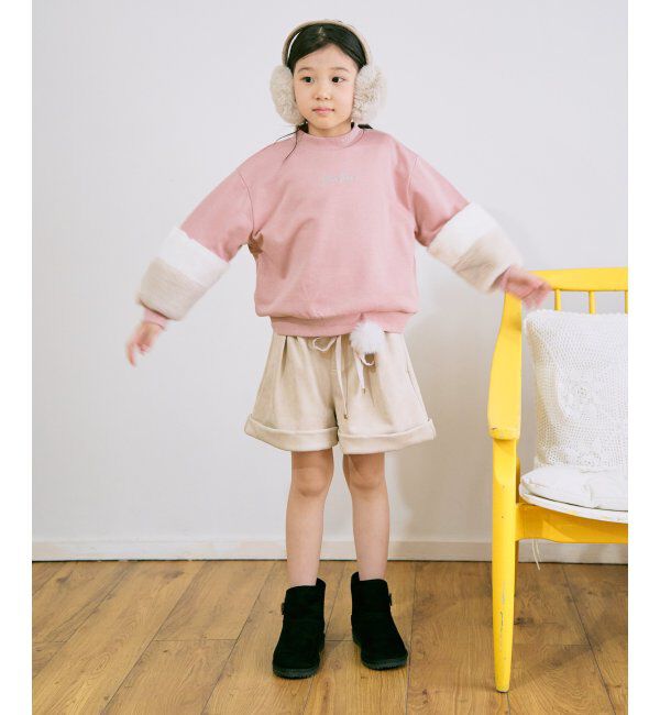 ikka kids「袖フェイクファー刺繍裏毛プルオーバー（120~160cm）」|Tシャツ・カットソー|