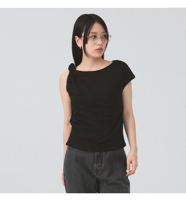 Ray BEAMS 「アシンメトリー オフショルダー Tシャツ」|Tシャツ・カットソー|BLACK